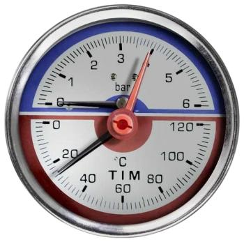 Термоманометр аксиальный TIM 1/2" 6бар (0°C - 120°C) с/п